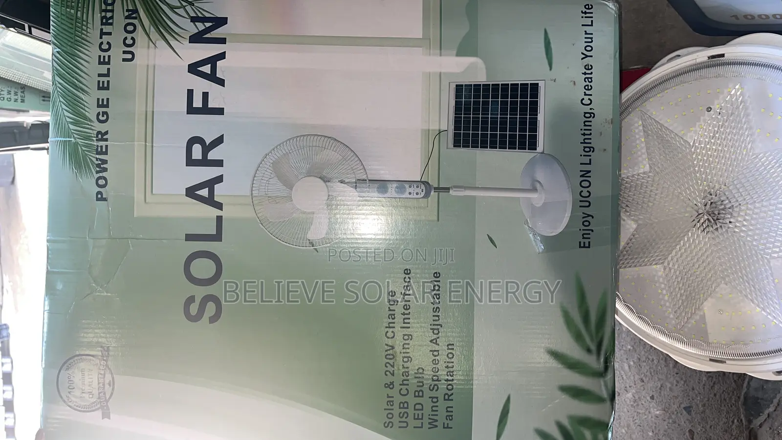Ucon Lux Rechargeable Solar Fan With Panel
