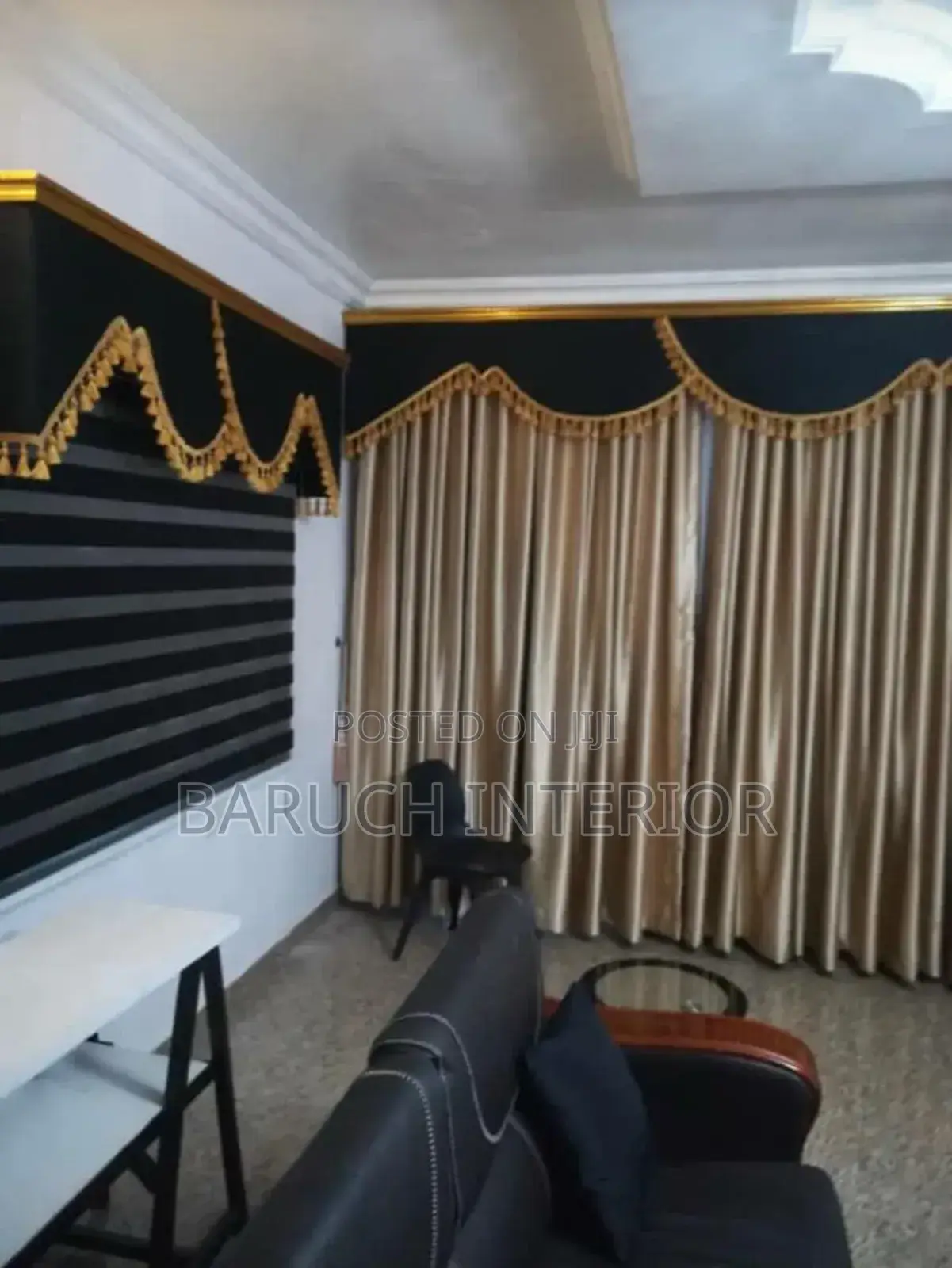 Curtain and Blind With Headboard