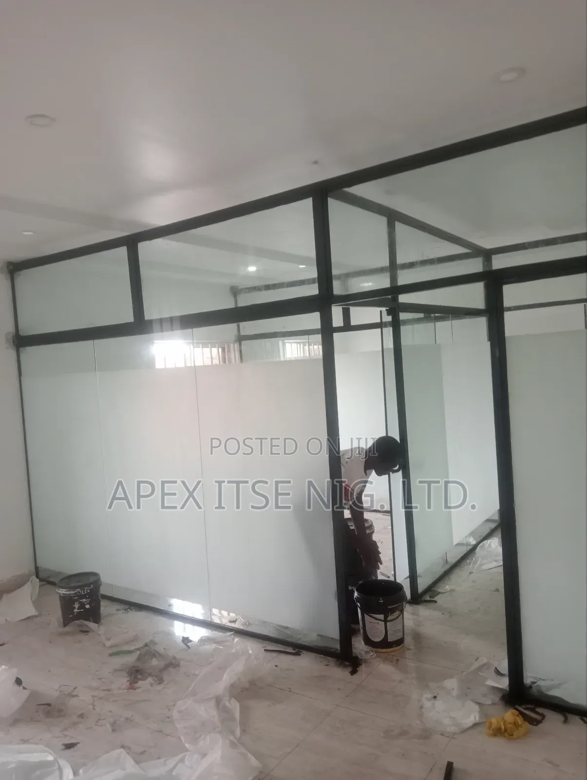 Black Frame Office Glass Partition