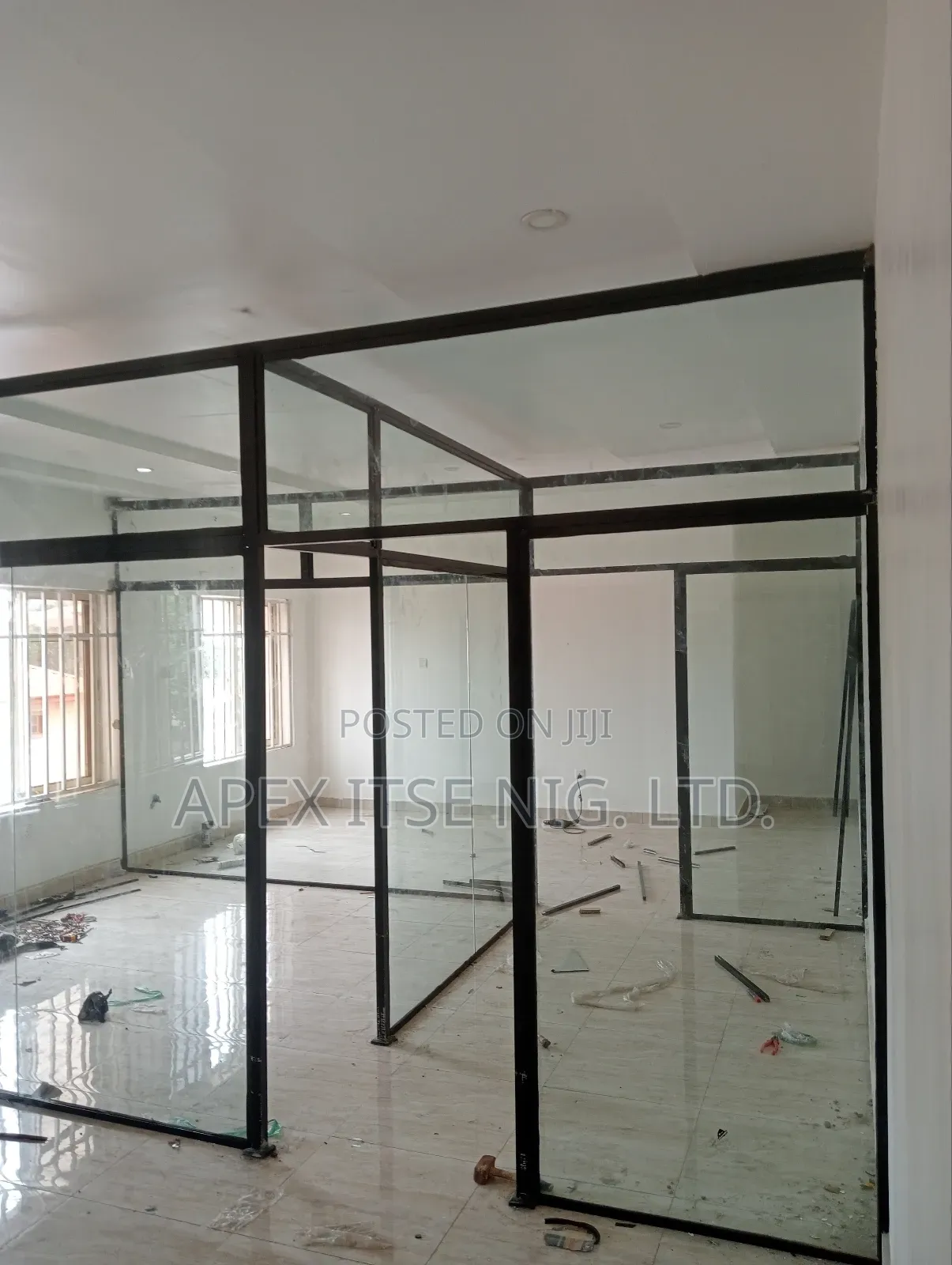 Black Frame Office Glass Partition