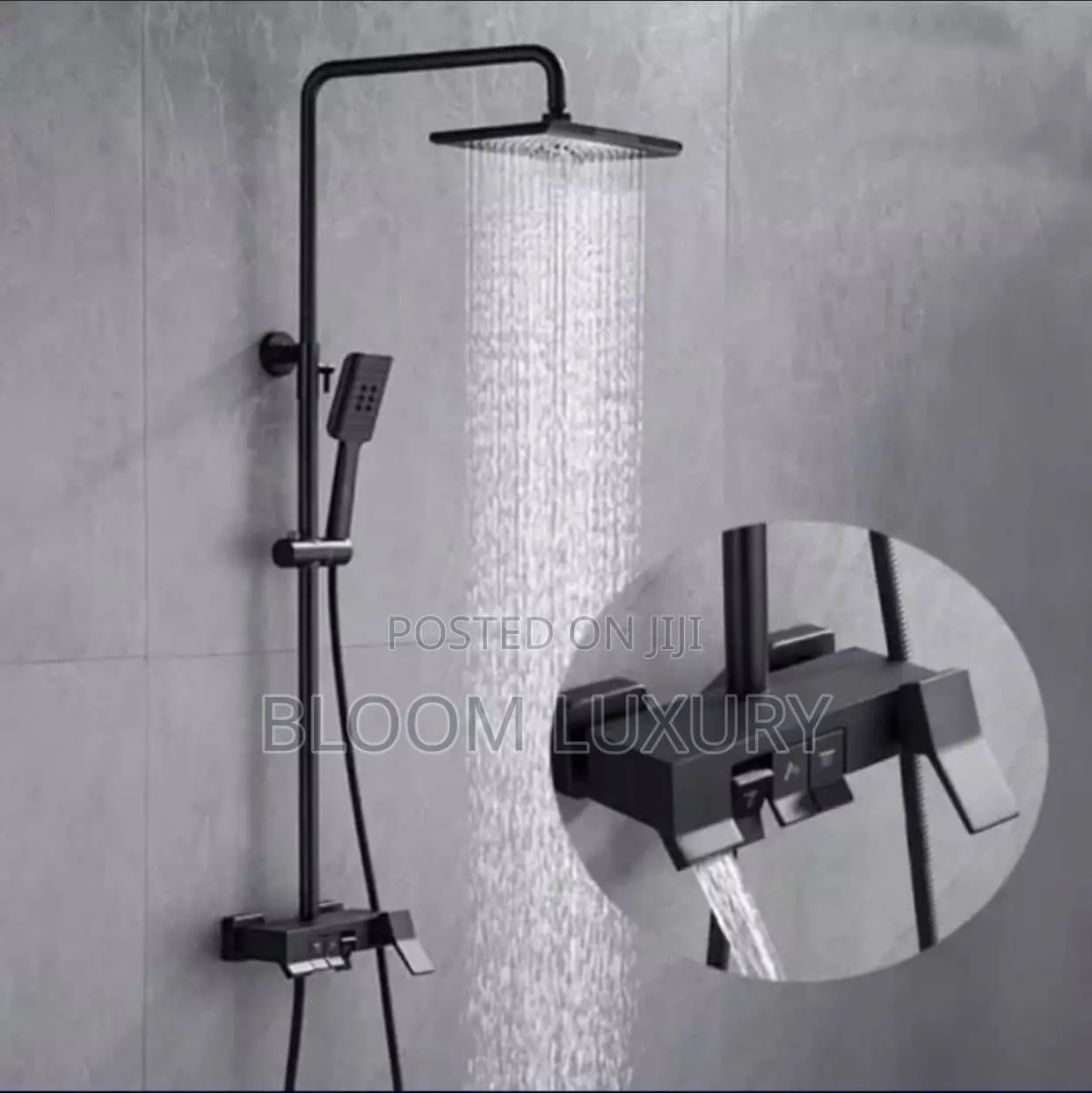 Matte Black Button Luxury Surface Shower