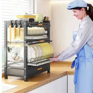 Luxury Kitchen Buffet Laden Plate Dish Rack Shelf Drawers