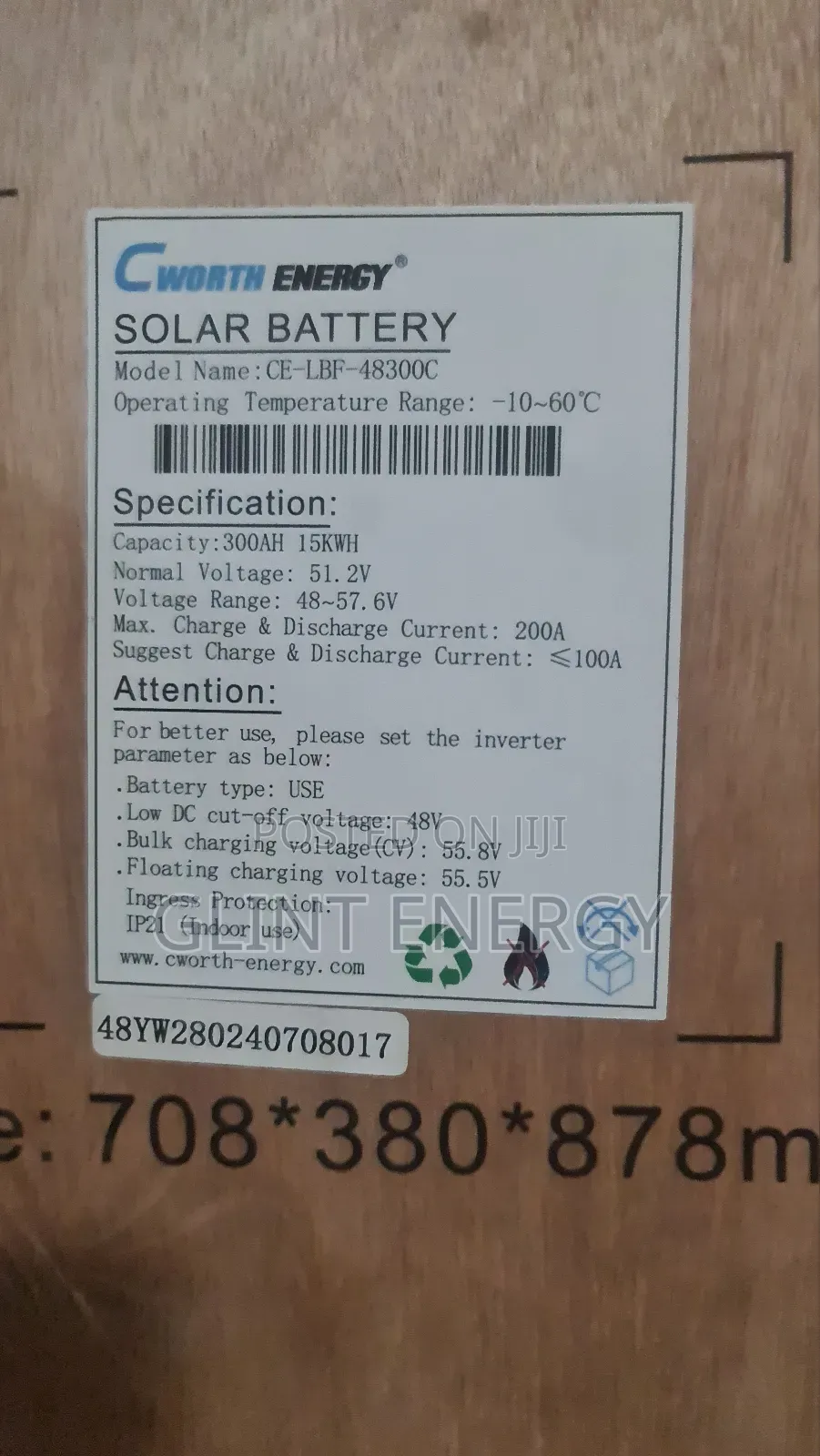 15kwh 51.2kwh Cworth Lithium Iron Battery