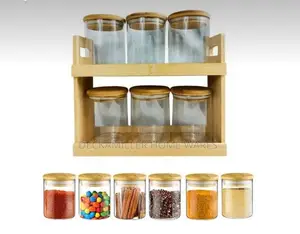 Bamboo Rack With Canisters