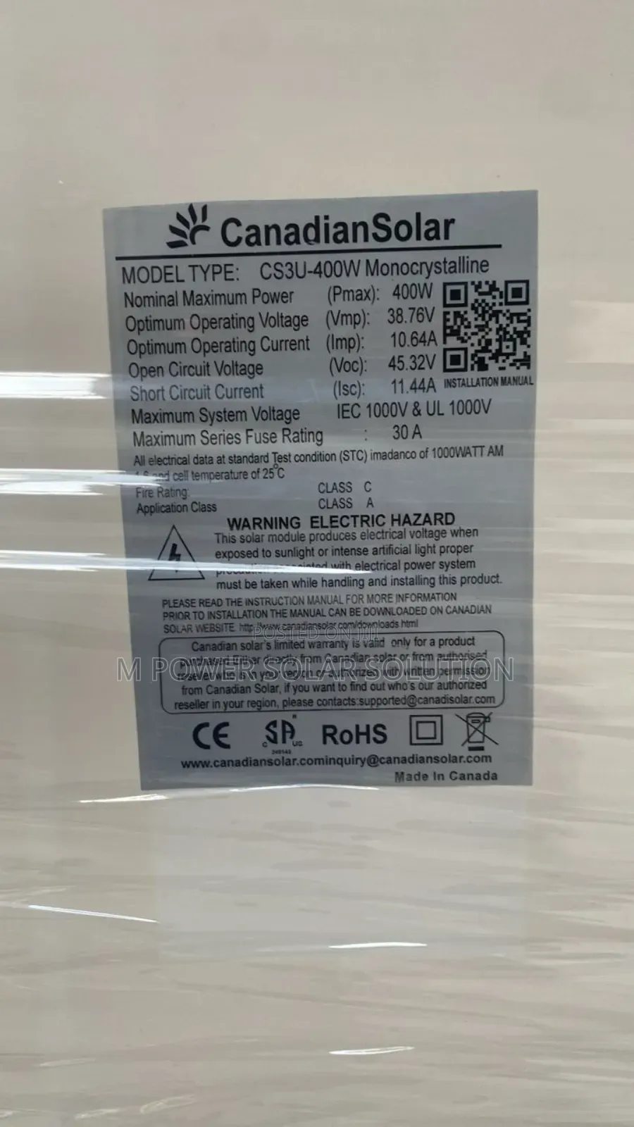 400watts 72cell Canadian Solar Panel