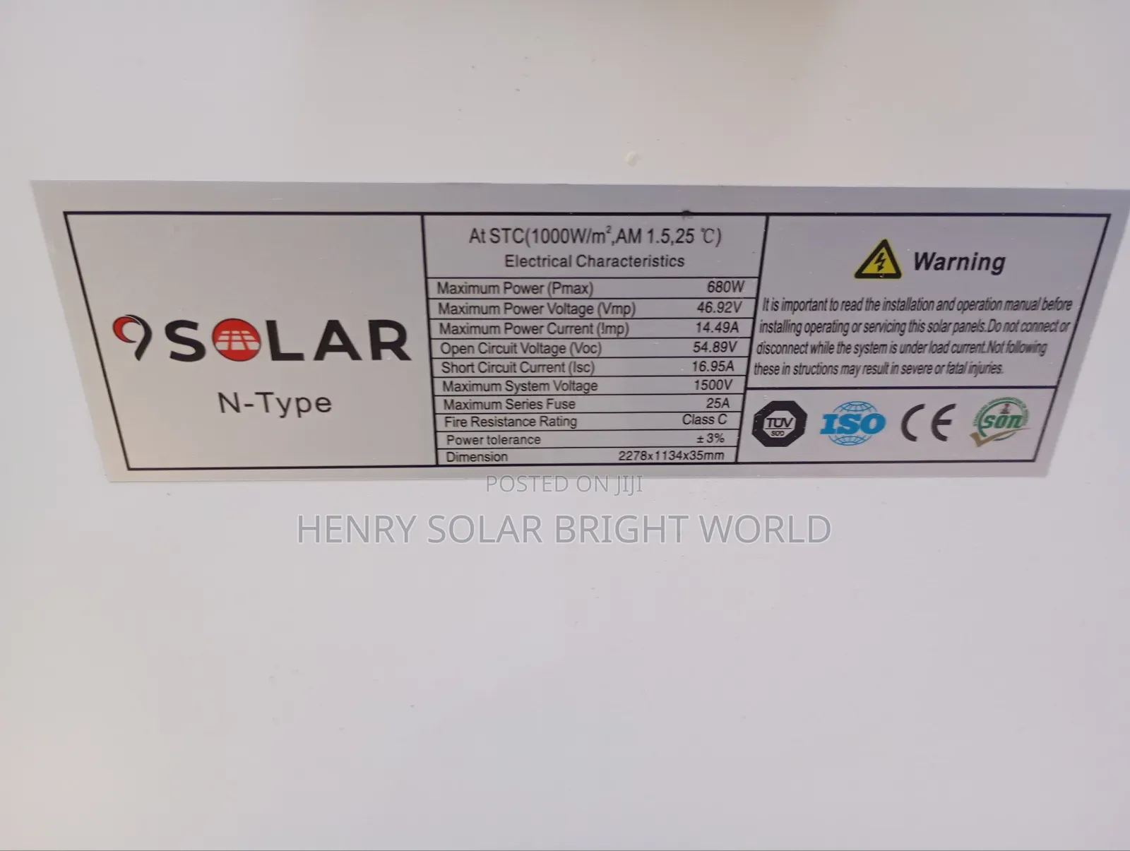 9solar 680w Mono Solar Panel