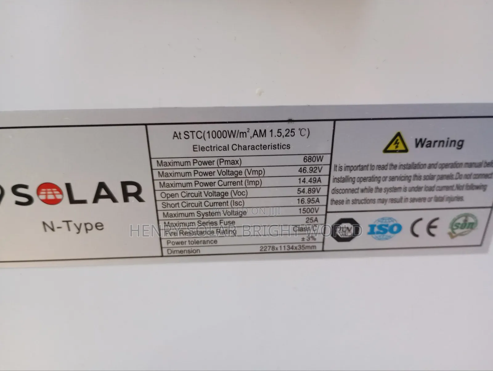 9solar 680w Mono Solar Panel