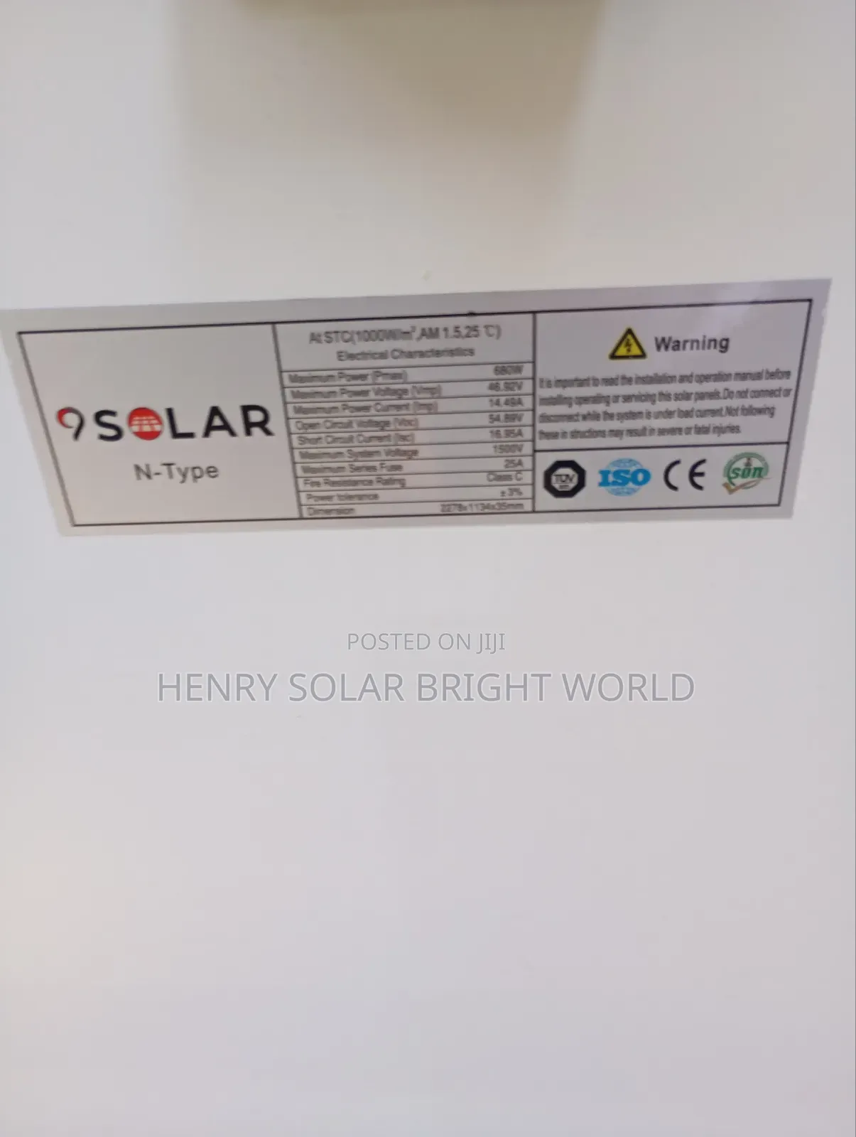 9solar 680w Mono Solar Panel