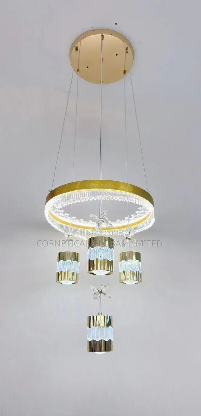 Modern Luxury Crystal Led Four Droppings Chandeliers Light