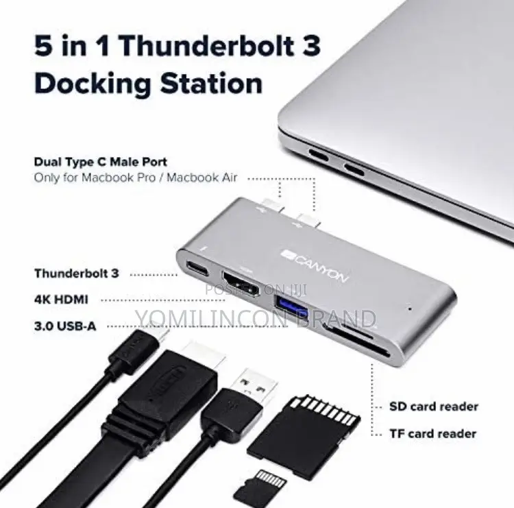 Canyon DS-5 5-in-1 Thunderbolt 3 USB Hub, Space Grey