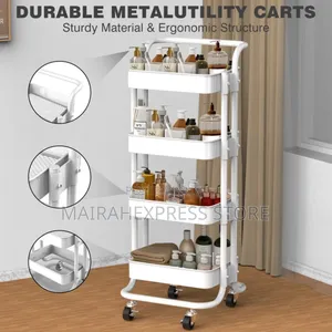 4-Tier Utility Cart With Wheels, Multi-Functional Trolley,