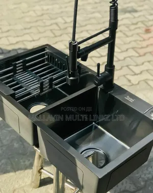 Black Kitchen Sink and Faucet Complete Set