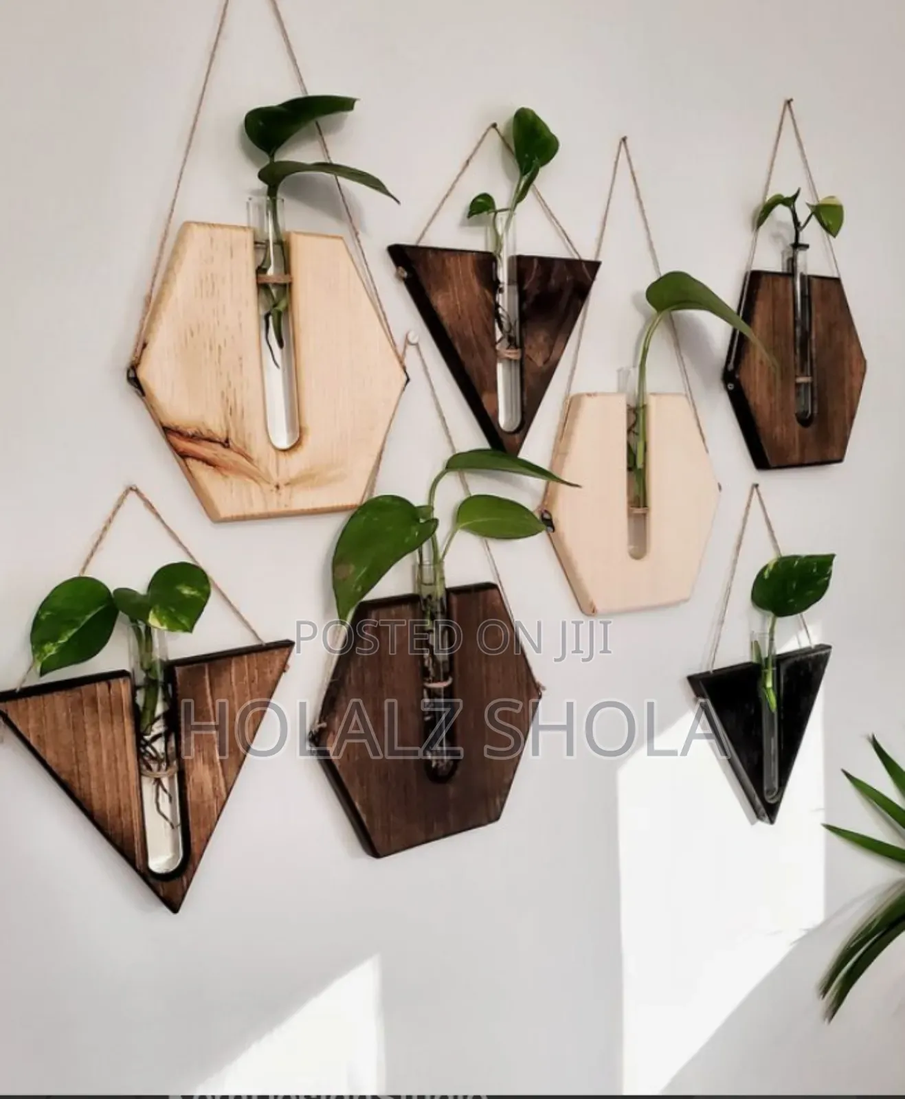 Wall Crafted Hexagonal Wooden Planter Decors
