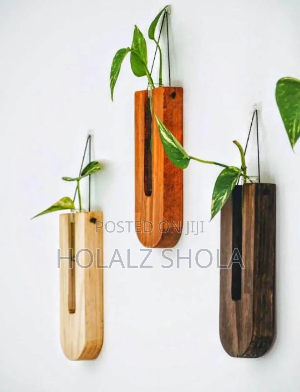 Wall Crafted Hexagonal Wooden Planter Decors