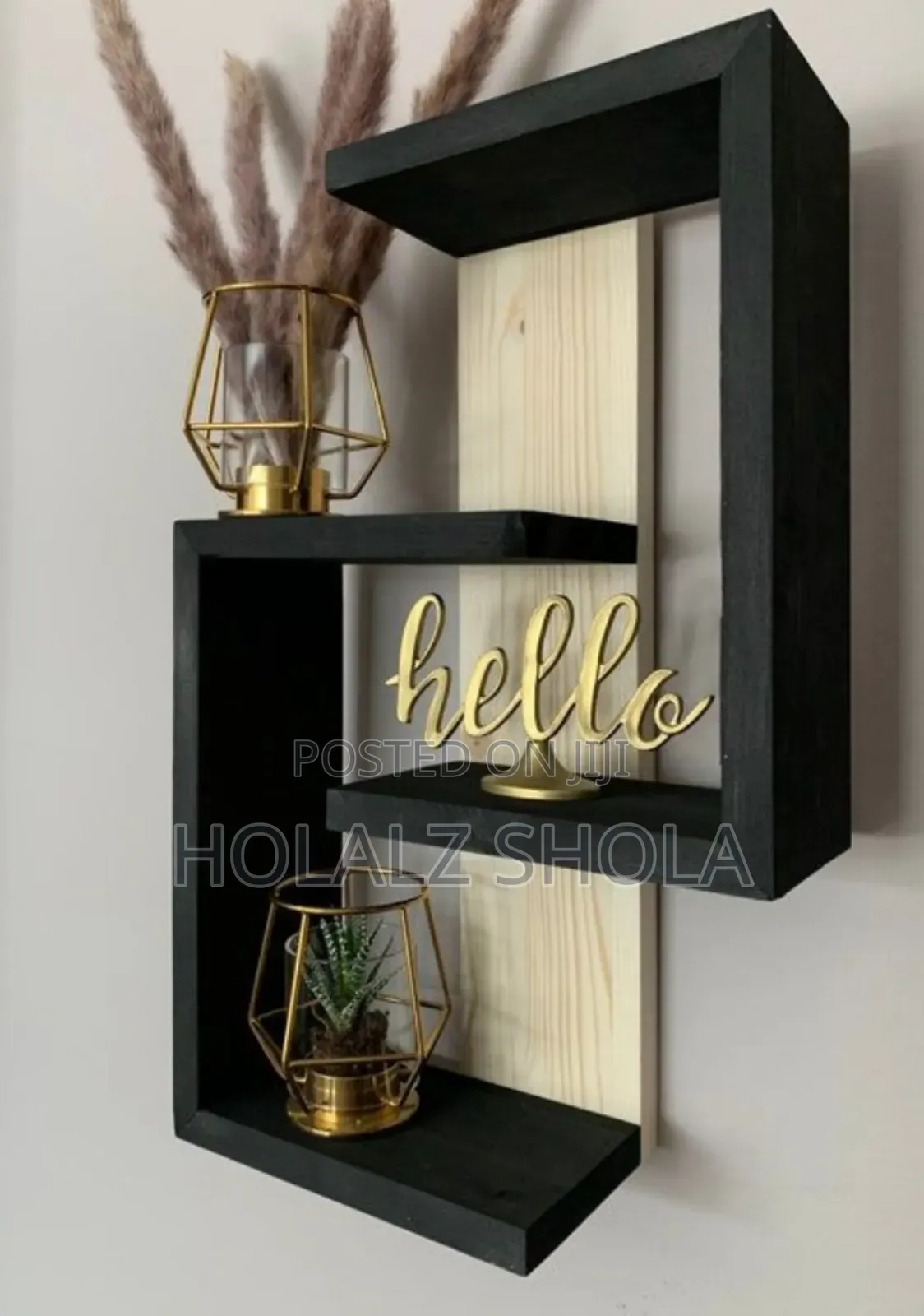 Wall Crafted Hexagonal Wooden Planter Decors