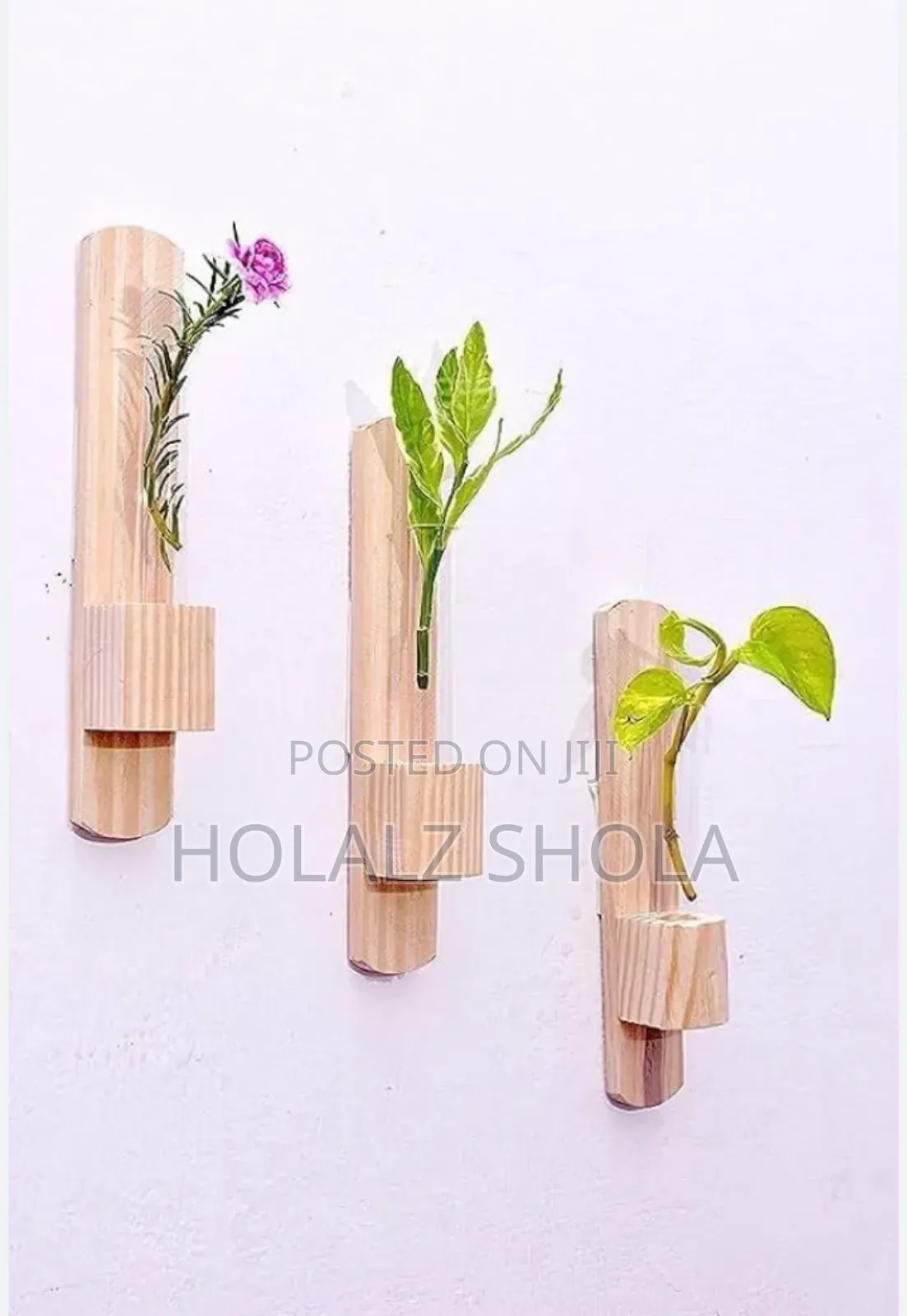 Wall Crafted Hexagonal Wooden Planter Decors