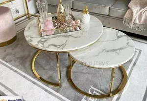 Real Marble Top 2in1 Center Table. Size (70x50cm)