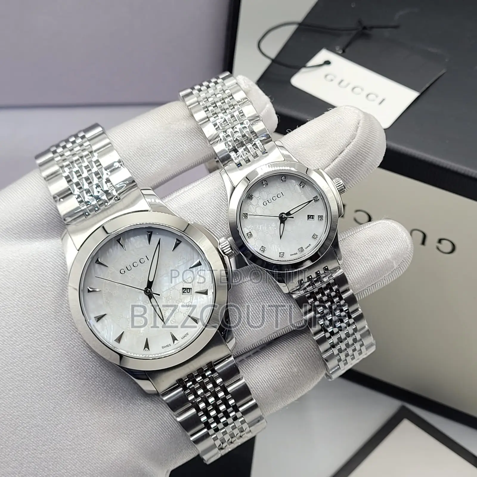Original Gucci Silver and Gold Color Selection Chain Watch