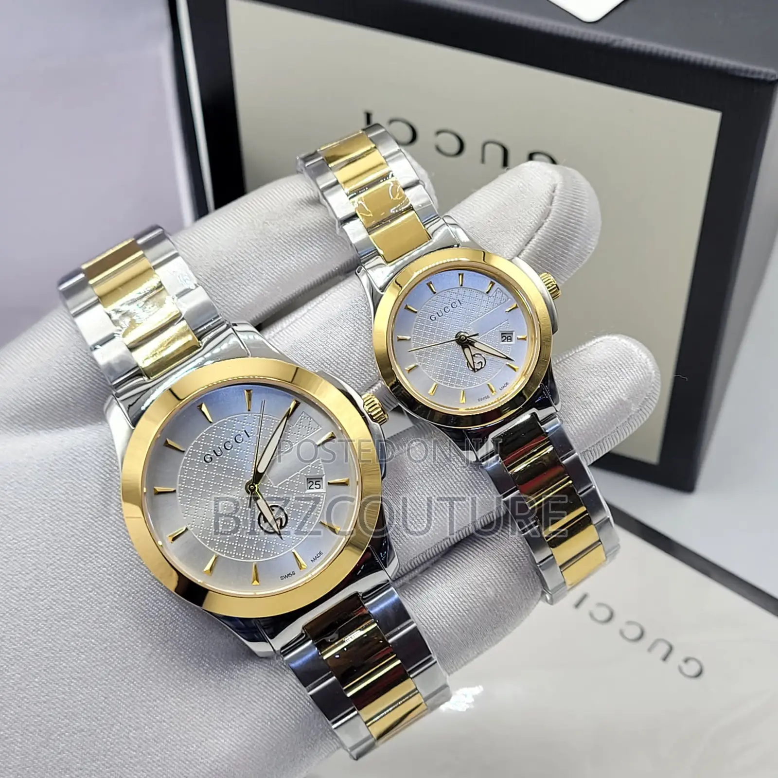 Original Gucci Silver and Gold Color Selection Chain Watch