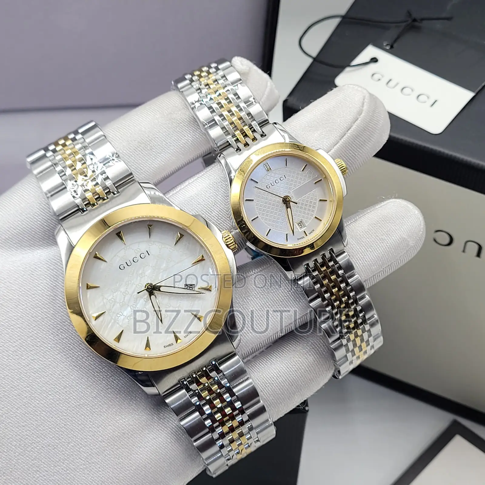 Original Gucci Silver and Gold Color Selection Chain Watch