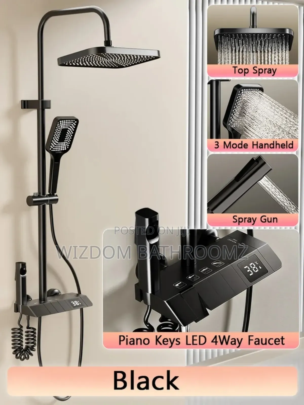 Temperature Display Paino Shower Set
