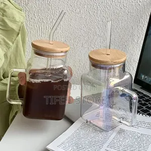 Glass Cup With Bamboo Lid