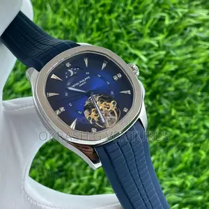 Patek Philippe Automatic Silver Blue Rubber Strap Watch
