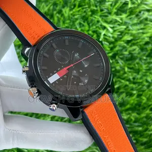 Tommy Jeans Chronograph Black Head Orange Rubber Strap Watch