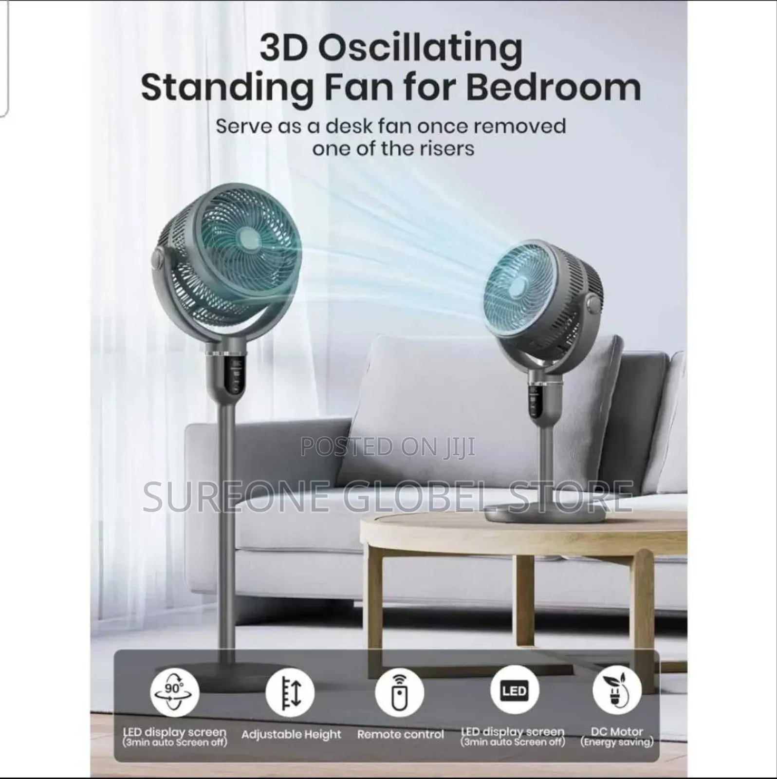 3D Oscillating Standing Fan