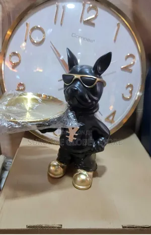 Black Bulldog Wearing a Gold Chain and Sunglasses Figurine