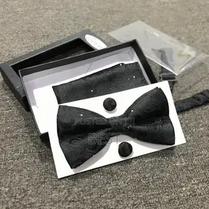 Quality Complete Set Bow Tie With Cufflinks and Pocket Hanky