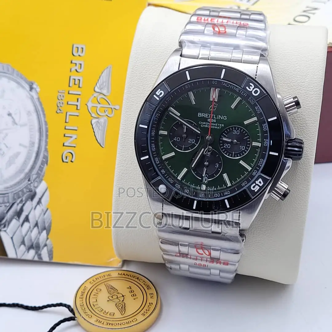 Original Breitling 1884 Chronograph Silver Chain Watch