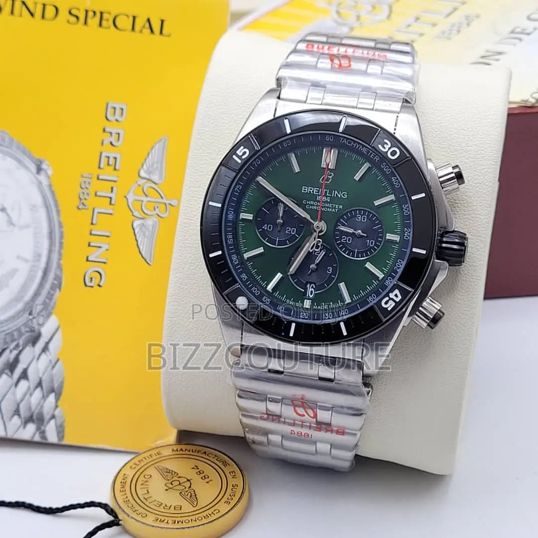 Original Breitling 1884 Chronograph Silver Chain Watch