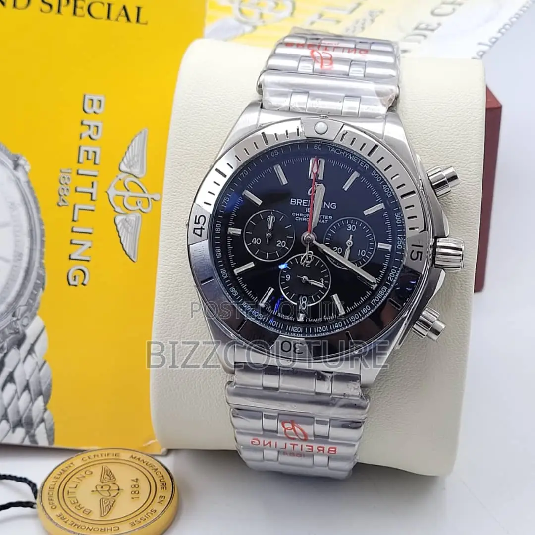 Original Breitling 1884 Chronograph Silver Chain Watch