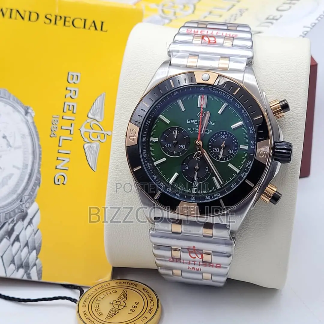 Original Breitling 1884 Chronograph Silver Chain Watch