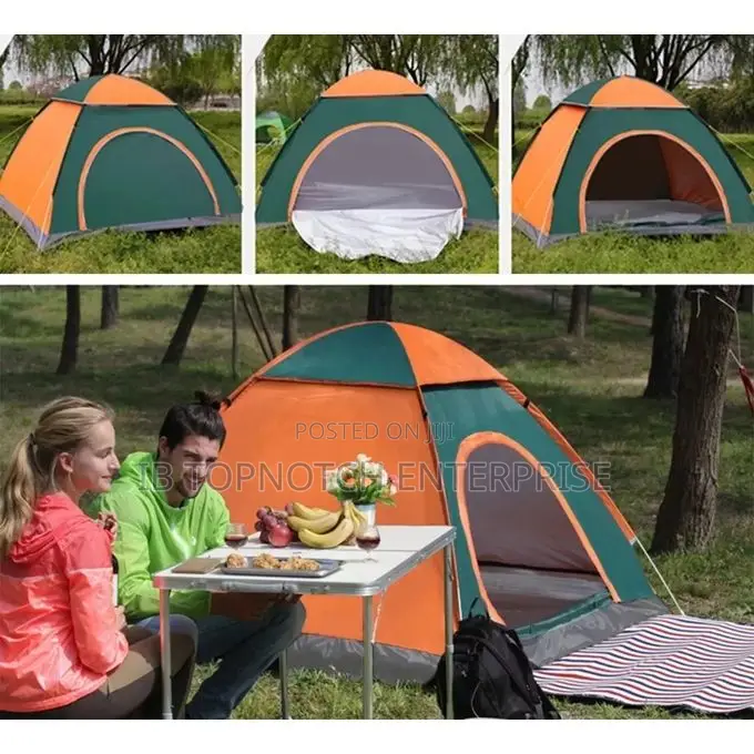 3-4people Large Green Orange Space Tent