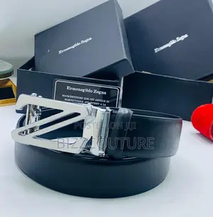Original Ermenegildo Zegna Black Leather Belt Is Available