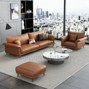 Leather Chairs. L-shape And Sectional Sofa