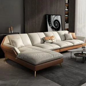 Leather Chairs. L-shape And Sectional Sofa