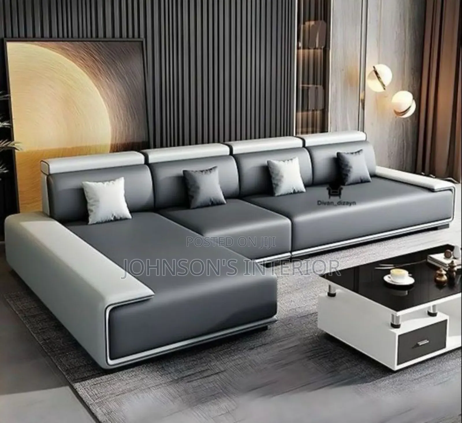 Leather Chairs. L-shape And Sectional Sofa