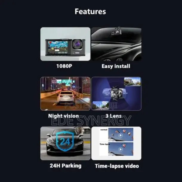 1080p DVR Dash Camera Front Inside Rear Driving Recorder