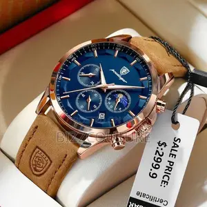 Original Poedagar Chronograph Brown Leather Strap Watch