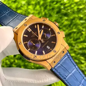Photo - Original Hublot Chronograph Blue Leather Strap Watch