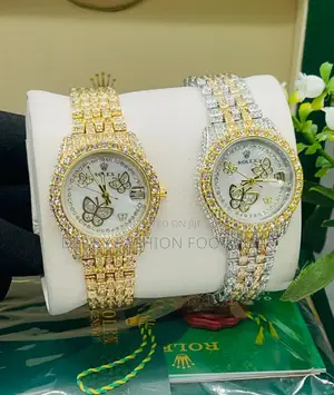 Stoned Rolex Watch and Bracelet