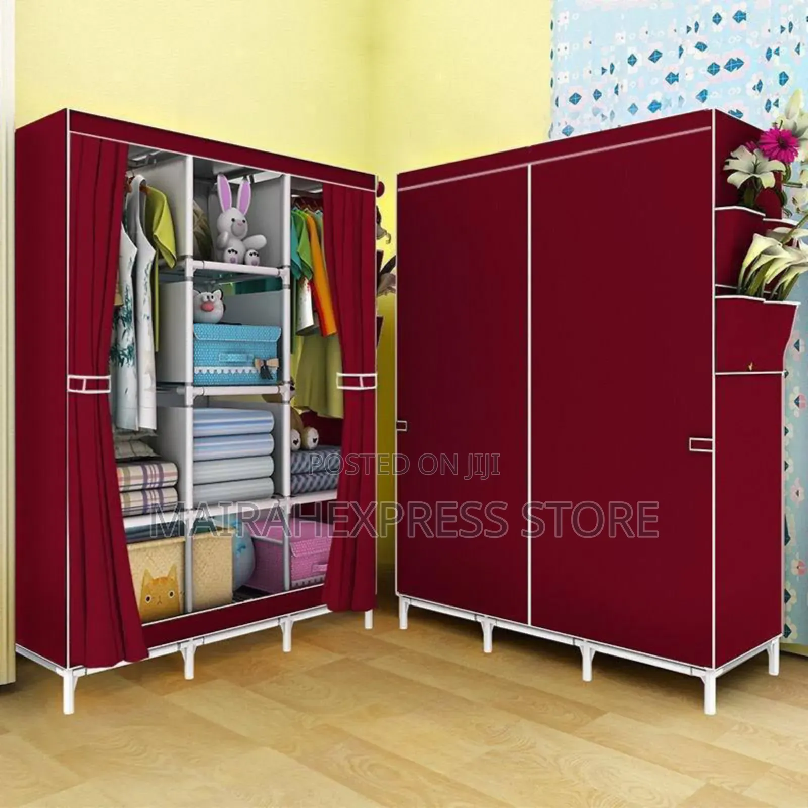 8 Compartments Cloth Storage Wardrobe (Size: 130x45x175)