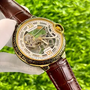 Original Cartier Automatic Mechanical Brown Leather Watch
