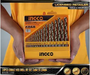 Ingco, 19pcs Cobalt HSS Drill Bits Set 1-10mm Iht Akdb1195