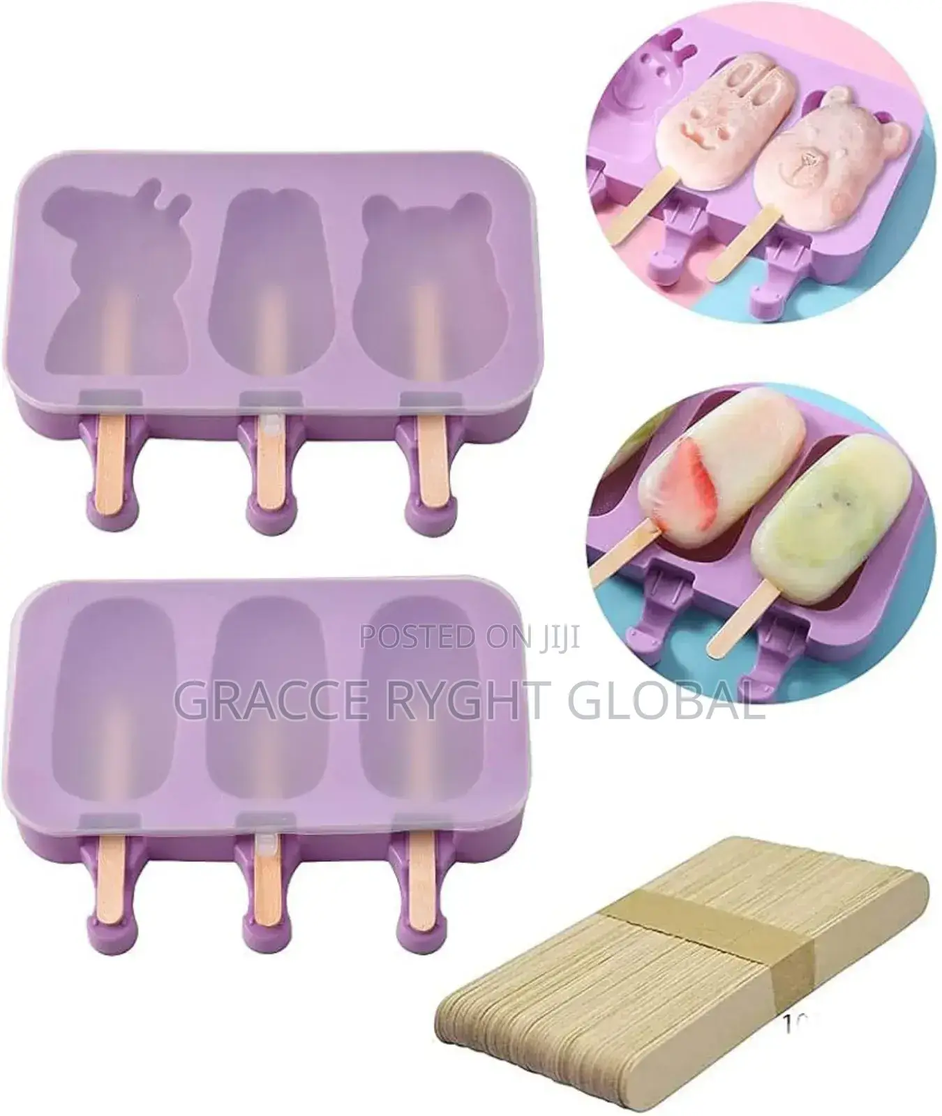 Silicone Cartoon Popsicles Mold With Lid