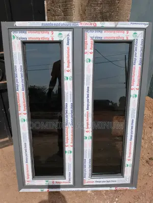 Gray/Black Aluminium Windows With Protector and Nets