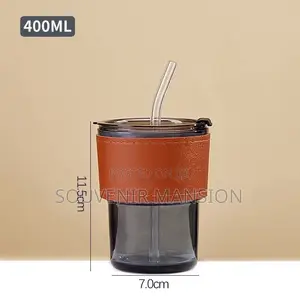 400ml Glass Cup With Straw